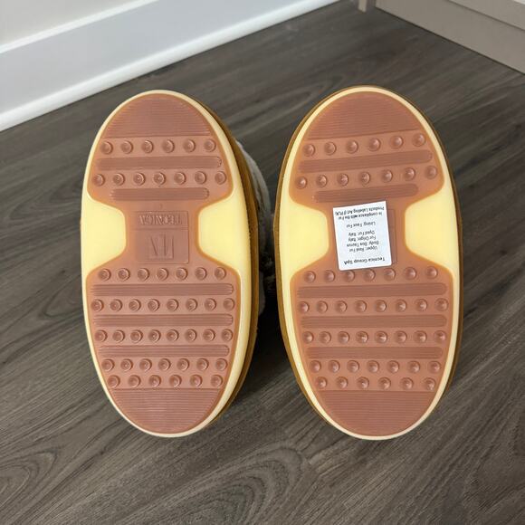 Moon Boot Icon Low Shearling Trim Wool 42/44 NEW Whiskey Brown Ivory Booties - Picture 6 of 8